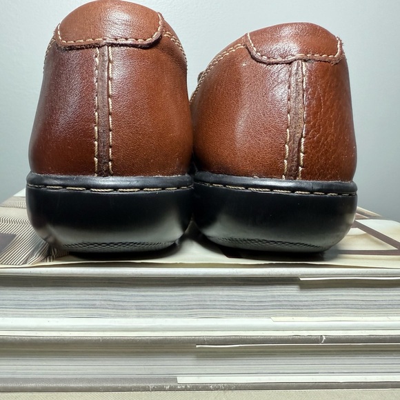 Clarks Brown Leather Women’s Loafers with Strap Detail - Picture 6 of 15